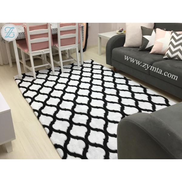 Elastic Carpet Cover Welsoft 120 x 180 cm - Black / White