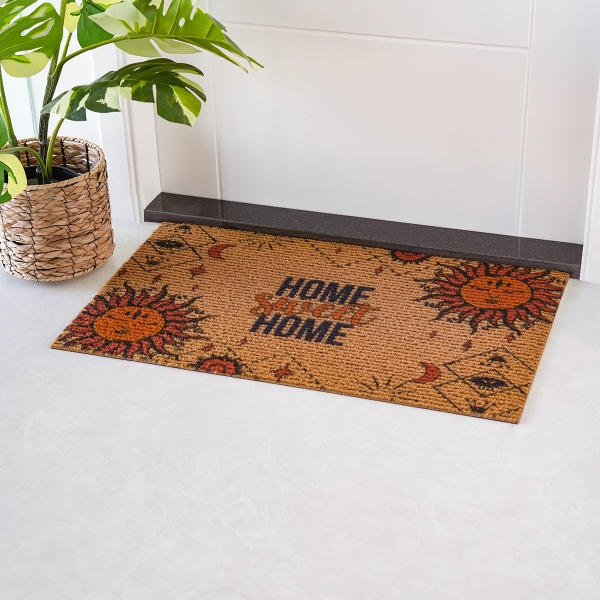 Home Sweet Home Zymta Doormat 45 x 75 cm - Brown / Burnt Orange / Terracotta / Black
