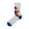 1 Pair Geometry Themed Teenage Mens Socks Assorted Size (37 - 39 )  - Grey