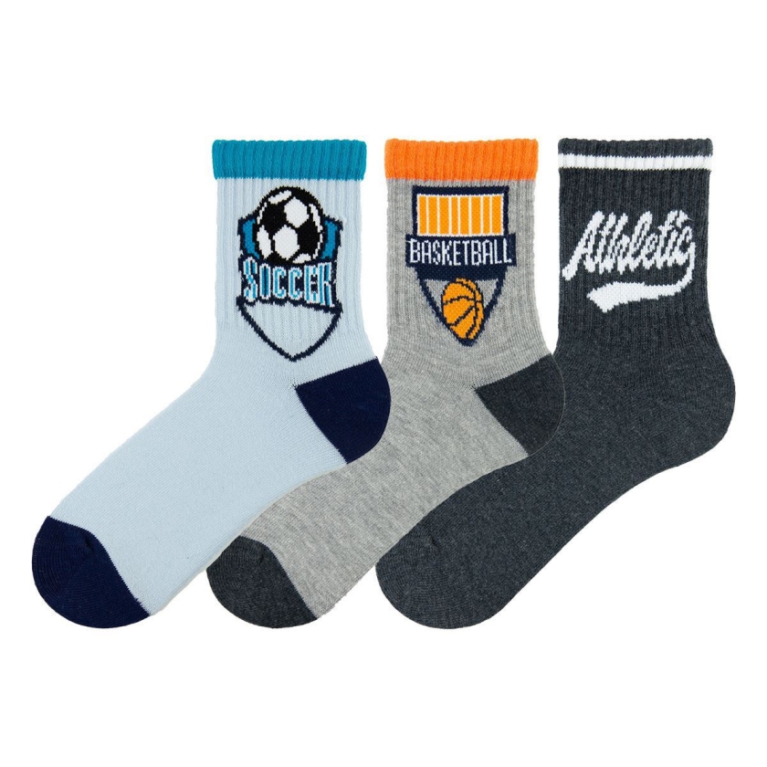 3 Pairs Boy Sport Socks MID-CALF Si..