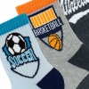 3 Pairs Boy Sport Socks MID-CALF Size: (28 - 30) Age: 4-6 - Blue / Black / Grey
