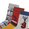 3 Pairs Boy Ankle Nine Socks Size: (31 - 33) Age: 6-8 - Yellow / Blue / Grey