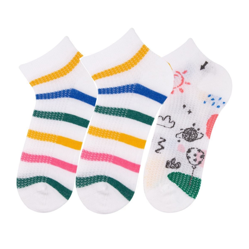 3 Pairs Ball And Striped Boys Socks..