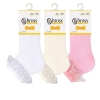 3 Pairs Lacy Embossed Patterned Baby Girls Socks Asorty ( 19- 21 ) Age: 12-18 Months - Beige / Pink / White
