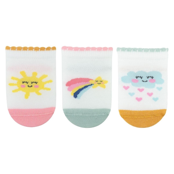 3 Pairs Simple Patterned Baby Girls Socks Asorty ( 19 - 21 ) Age: 12 - 18 Months - Mint / Mustard / Pink