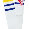 3 Pairs Lined Sport Patterned Men Mid Calf  Socks Asorty ( 40 - 42 ) - White / Grey / Navy Blue