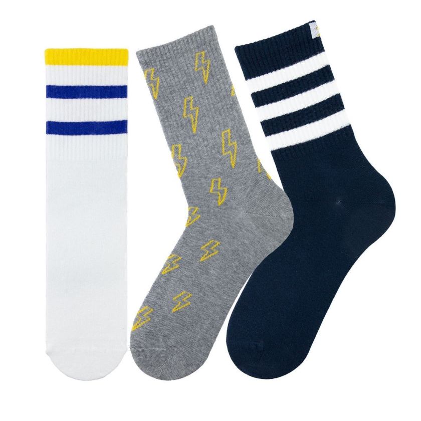 3 Pairs Lined Sport Patterned Men M..