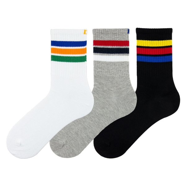 3 Pairs Colorful Patterned Men Socks Asorty ( 40 -  42 ) - Grey / White / Black