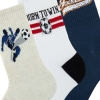 3 Pairs Football Patterned Mid-Calf Men Socks Asorty ( 37 - 39 ) - Ecru / White / Black
