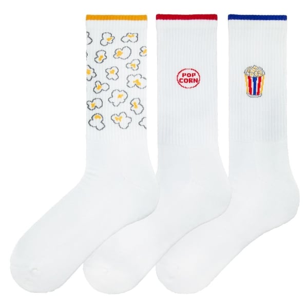 3 Pairs Popcorn Patterned Men Sole Terry Socks Asorty ( 39 - 42 ) - Red / Mustard / Navy Blue