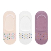 3 Pairs Point Patterned Girls Invisible Socks Asorty ( 25 - 27 ) Age: 3-5 Years - White / Cream / Lilac