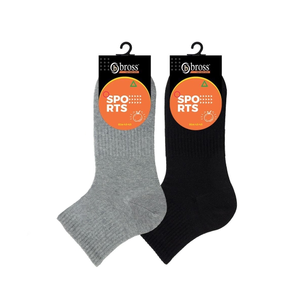 2 Pairs Simple Patterned Men Mid Calf Socks Asorty ( 43 - 45 ) - Black / Grey