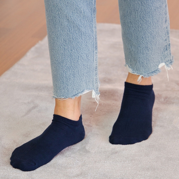 1 Pair Simple Patterned Bamboo Women Sneaker Socks Asorty ( 36 - 40 ) - Navy Blue