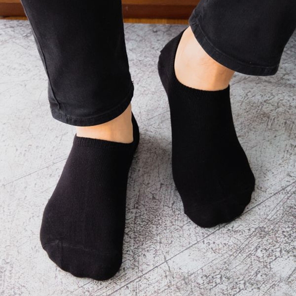 1 Pair Simple Patterned Bamboo Men Sneakers Socks Asorty ( 43 - 45 ) - Black