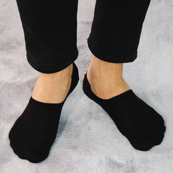 1 Pair Simple Non Slip Patterned Men Invisible Socks Asorty ( 39 - 42 ) - Black