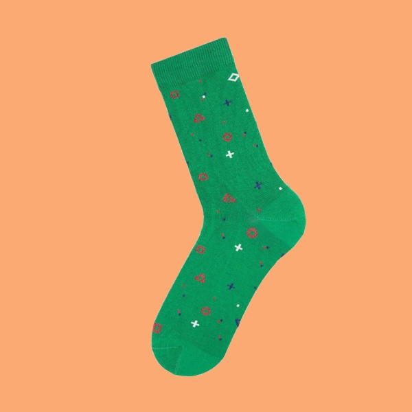 1 Pair Tetris Themed Teenage Mens Socks Assorted Size (37 - 39 )  - Green