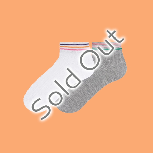 2 Pairs Colorful Patterned Girls Booties Socks Asorty ( 31 - 33 ) Age: 6-8 Years - White / Grey
