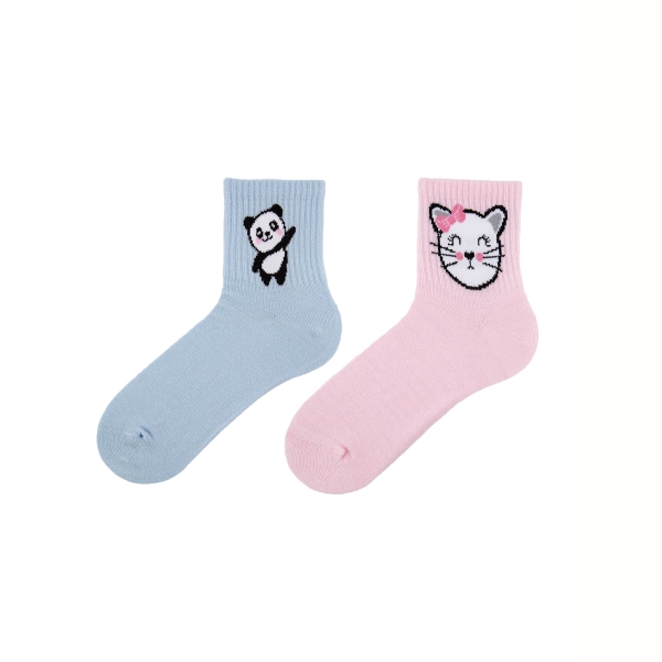 2 Pairs Women Design Animals Socks Patterned  ( 36 - 40 ) - Blue / Pink