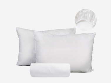 2 Piece Plain Cotton Single Fitted Sheet Set 120 x 200 + 30 Cm - White