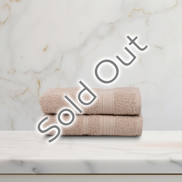 2 Pieces Linear 50 x 90 cm Face Towel Set Premium Cotton - Beige