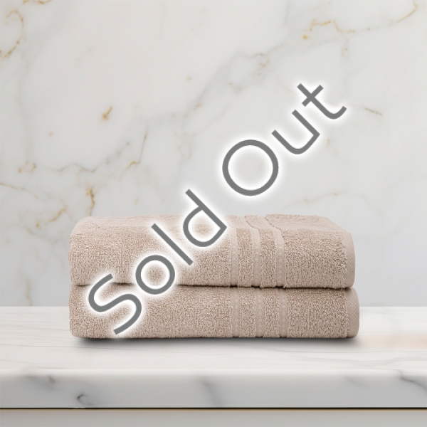 2 Pieces Chic Premium Cotton Face Towel Set 50 x 90 cm - Beige