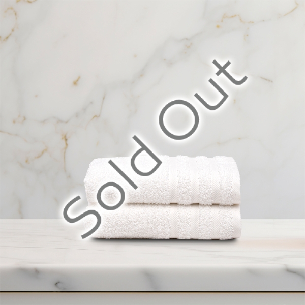 2 Pieces Modern 50 x 90 cm Face Towel Set Premium Cotton - White