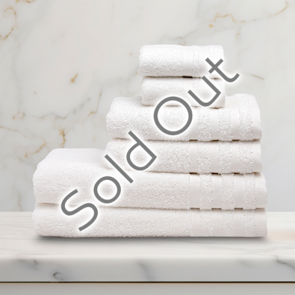 6 Pieces Modern Premium Cotton Towel Set - White