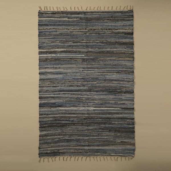 Denim Stripe Rug 60 x 90 cm - Anthracite / Blue