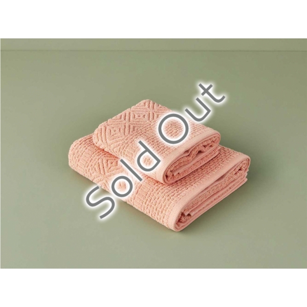 2 Pieces Helena Cotton Hand Towel Set 30 x 30 cm - Salmon