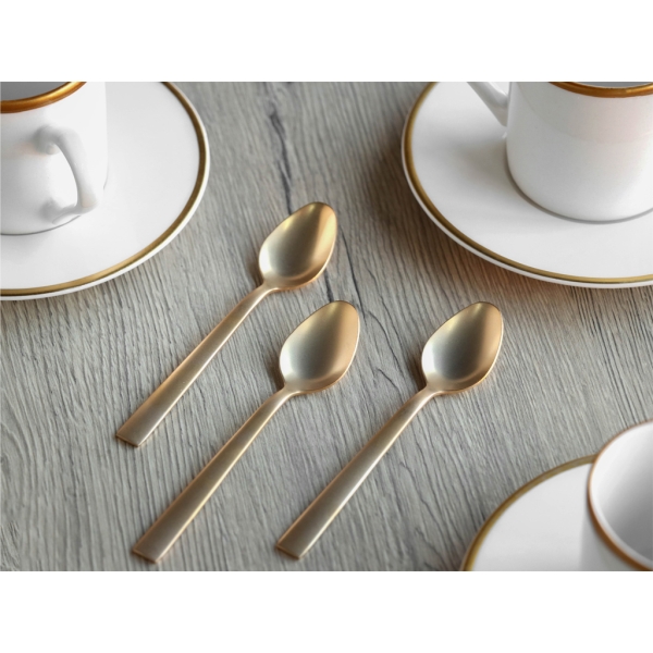 6 Pieces Bella Tea Spoon Set 11 cm - Gold