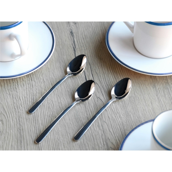 6 Pieces Bella Tea Spoon Set 11 cm - Silver