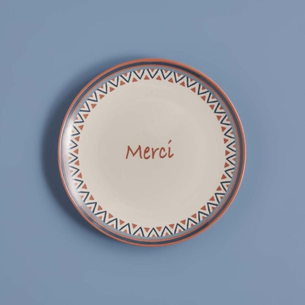 Merci Serving Plate 26 cm - Blue / Terracotta
