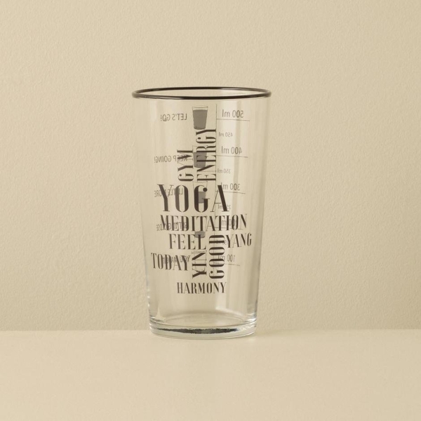Yoga Meditation Soft Drink Glass Cup 570 ml - Black