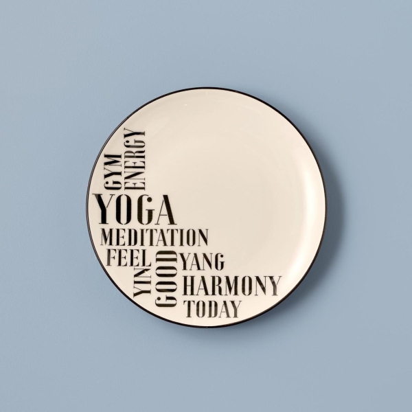Yoga Meditation Dessert Plate 20 cm - Black