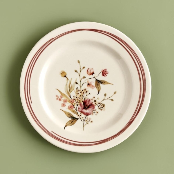 6 Pieces Flora Stoneware Serving Plate 25 cm - Dried Rose