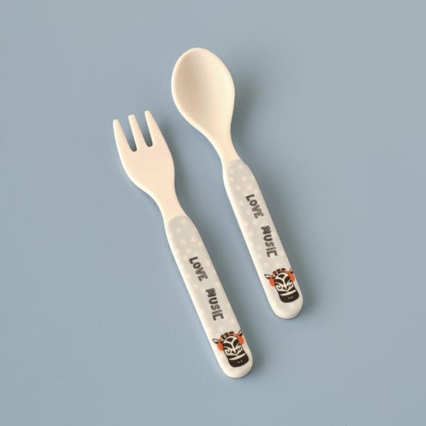 Zoo Zebra Melamine Spoon and Fork Set 13.5 cm - Blue