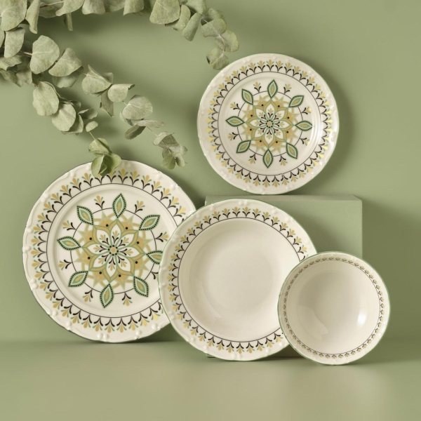 24 Pieces Mystic Porcelain Dinner Set - Green