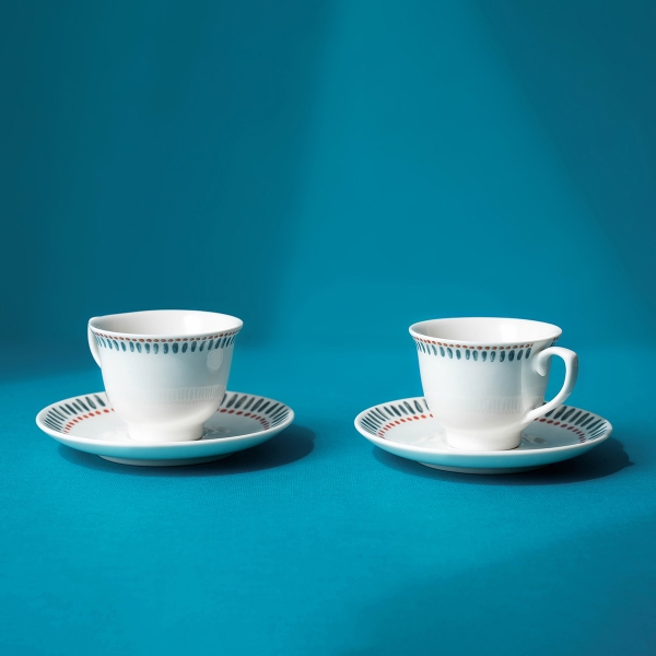2 Pieces Marine Porcelain Coffee Cup Set 70 ml - Blue