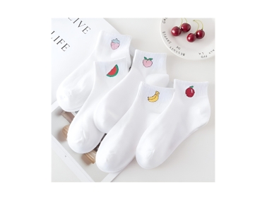5 Pairs Fruit Patterned Women Socks ( 36 - 41 ) - White