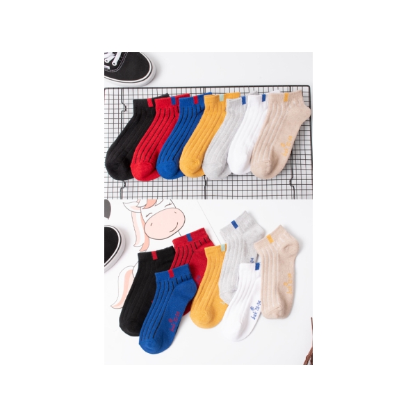 7 Pairs Rubber Patterned Children's Socks ( 35 - 38 ) - Multicolor