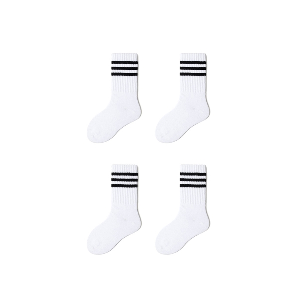 4 Pairs Striped Seasonal Children Socks 3 - 4 Years - White