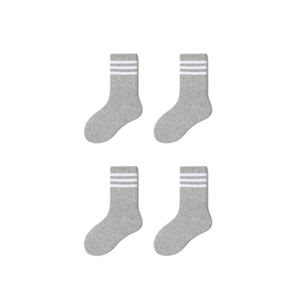 4 Pairs Striped Seasonal Children Socks 3 - 4 Years - Grey