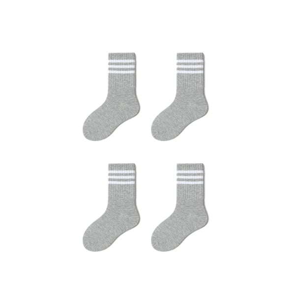 4 Pairs Striped Seasonal Children Socks ( 27 - 30 ) - Grey