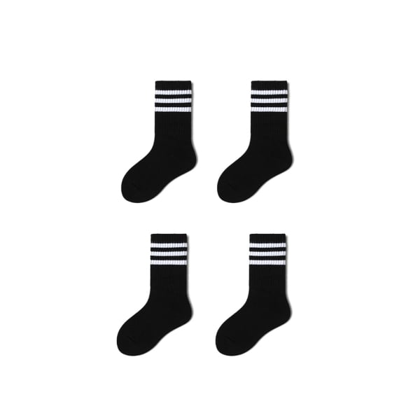 4 Pairs Striped Seasonal Children Socks ( 35 - 38 ) - Black