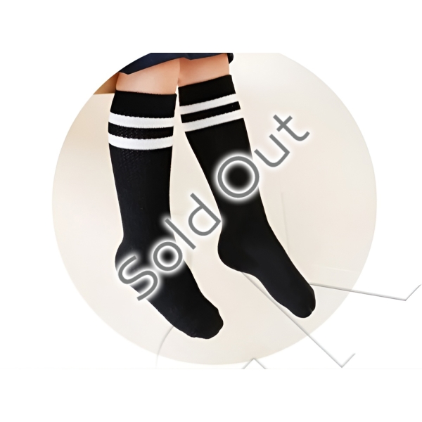 1 Pair Bold Stripe Knee-Length Children Socks 3 - 4 Years - Black