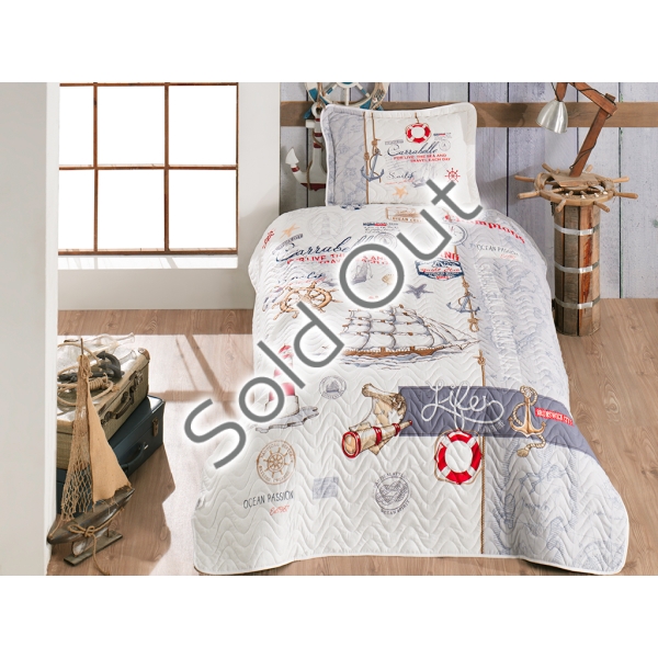 2 Pieces Sailife / V1 Single Bedspread Set 180 x 240 cm - Blue