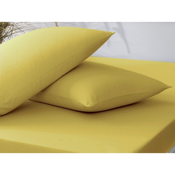 2 Pieces Flat Single Ranforce Fitted Sheet Set 100 x 200 cm - Yellow