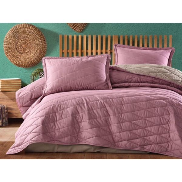 3 Pieces Lorna / V4 Double Bedspread Set 240 x 260 cm - Dusty Rose