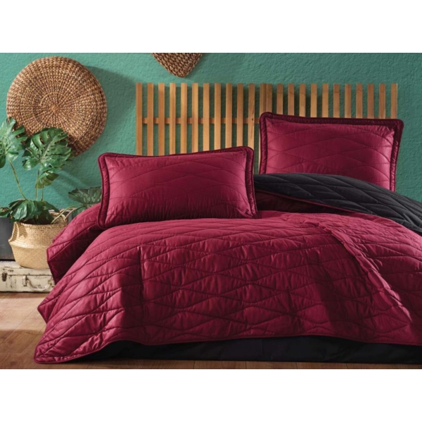 3 Pieces Lorna / V5 Double Bedspread Set 240 x 260 cm - Claret Red