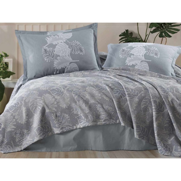 4 Pieces Marilla V4 Double Jacquard Pique Set 220 x 240 cm - Grey